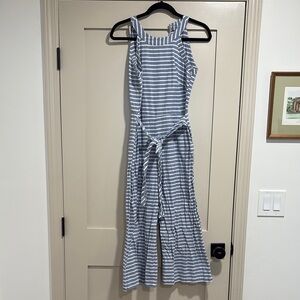 Womens Summer Sets Striped Sleeveless Boe Belt Jumpsuit with Pockets